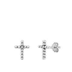 Sterling Silver Oxidized Cross Stud Earrings