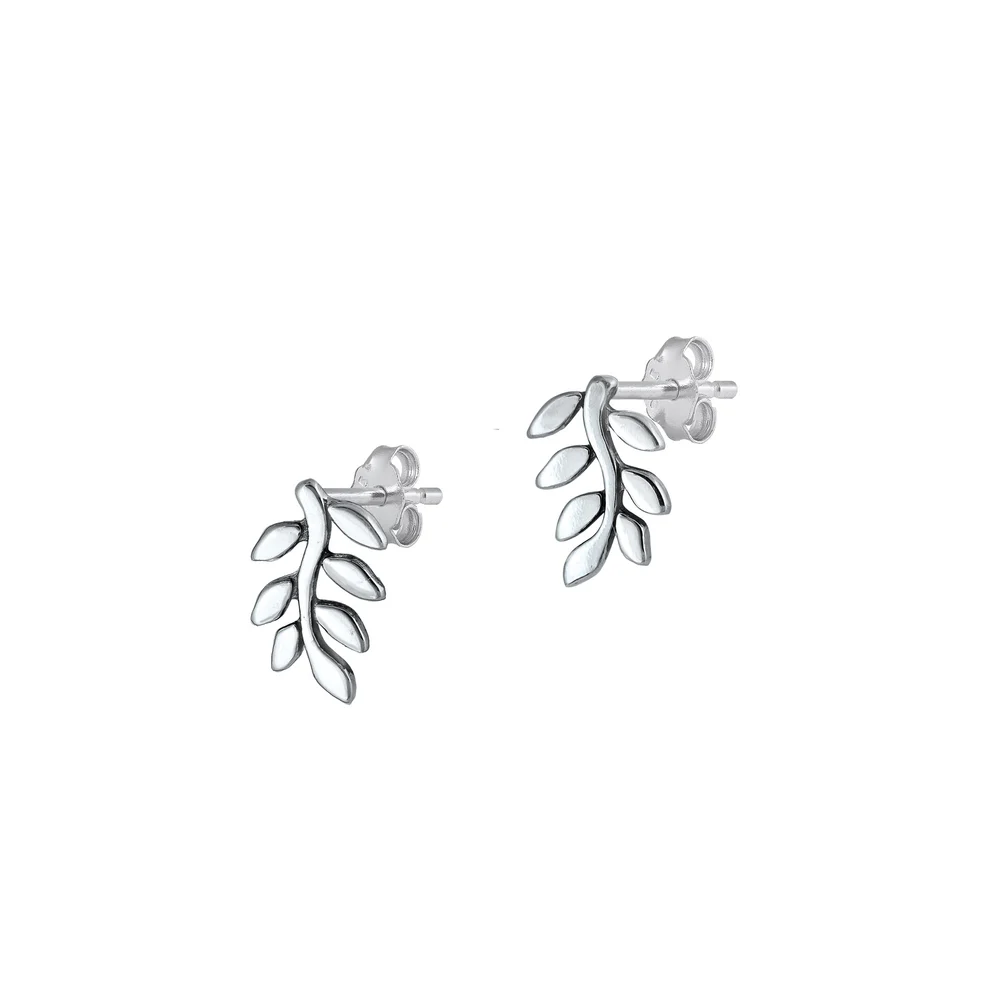 Sterling Silver Oxidized Branch Leaves Earrings