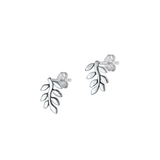 Sterling Silver Oxidized Branch Leaves Earrings