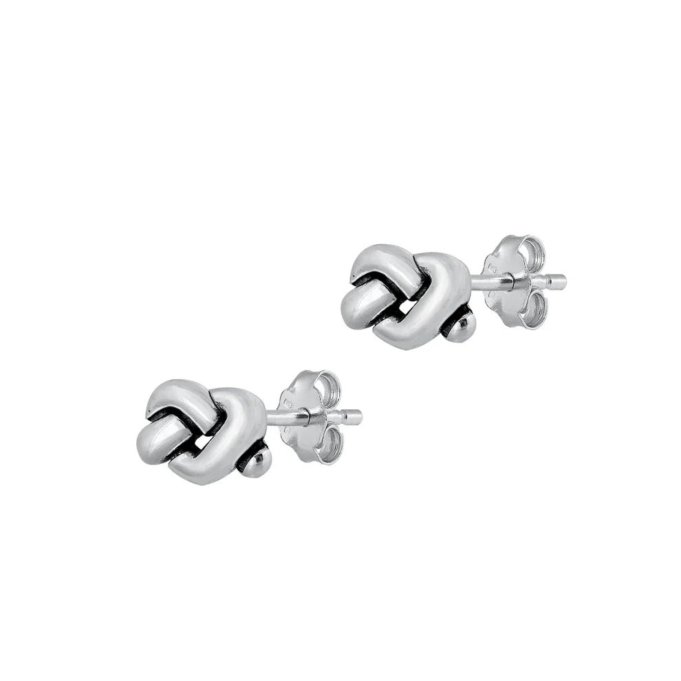 Sterling Silver Oxidized Knot Earrings