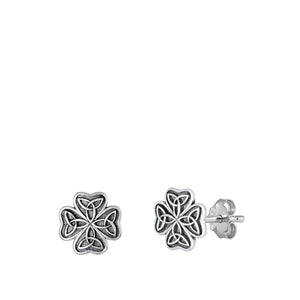 Sterling Silver Oxidized Celtic Cross Stud Earrings
