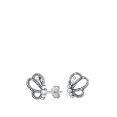 Sterling Silver Oxidized Butterfly Stud Earrings