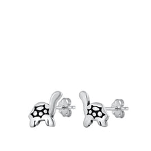 Load image into Gallery viewer, Sterling Silver Oxidized Turtle Earrings