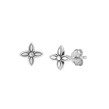 Load image into Gallery viewer, Sterling Silver Oxidized 6mm Flower Earrings