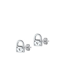 Load image into Gallery viewer, Sterling Silver Oxidized Padlock Earrings