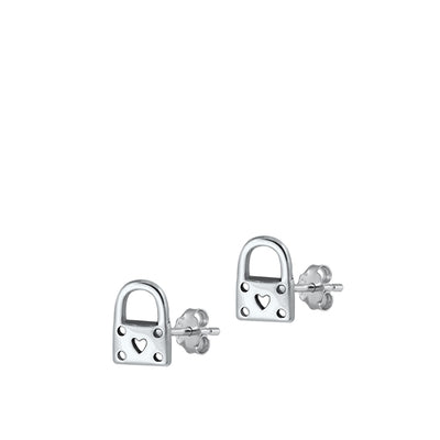 Sterling Silver Oxidized Padlock Earrings