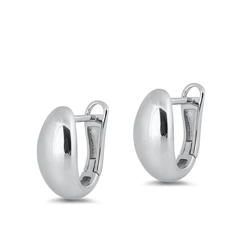 Sterling Silver Rhodium Plated Huggie earrings-13.4mm