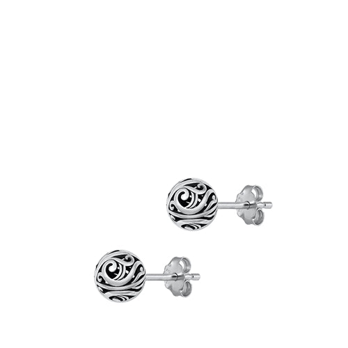 Sterling Silver Oxidized Sunflower Earrings