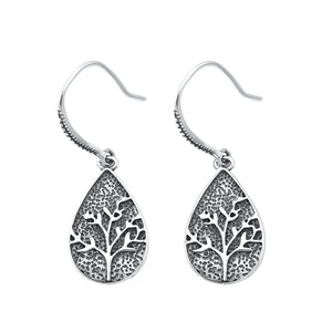 Sterling Silver Oxidized Tree Earrings