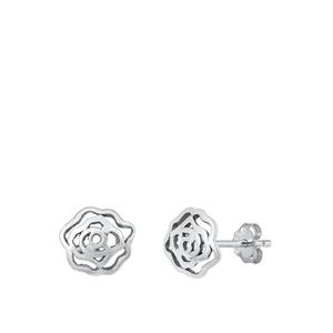Sterling Silver Oxidized Flower Earrings