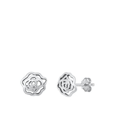 Sterling Silver Oxidized Flower Earrings