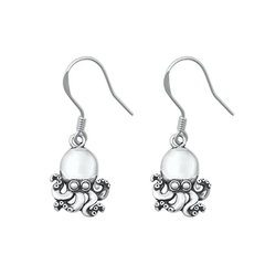 Sterling Silver Oxidized Octopus Assorted Plain Earrings