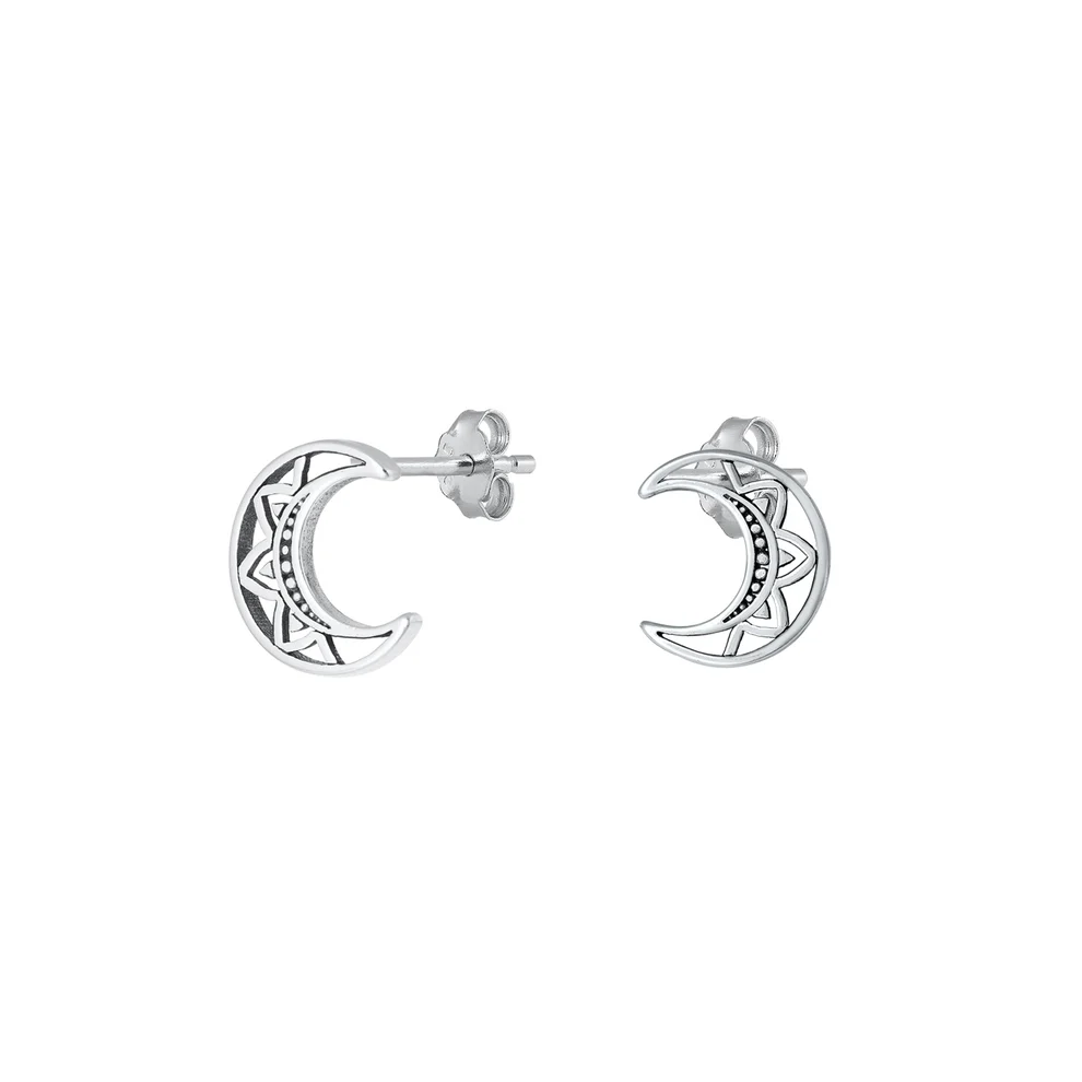 Sterling Silver Oxidized Moon Assorted Plain Earrings