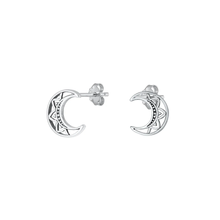 Load image into Gallery viewer, Sterling Silver Oxidized Moon Assorted Plain Earrings