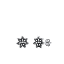 Load image into Gallery viewer, Sterling Silver Oxidized Flower Earrings