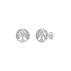 Sterling Silver Oxidized 10mm Tree Of Life Assorted Plain Earrings