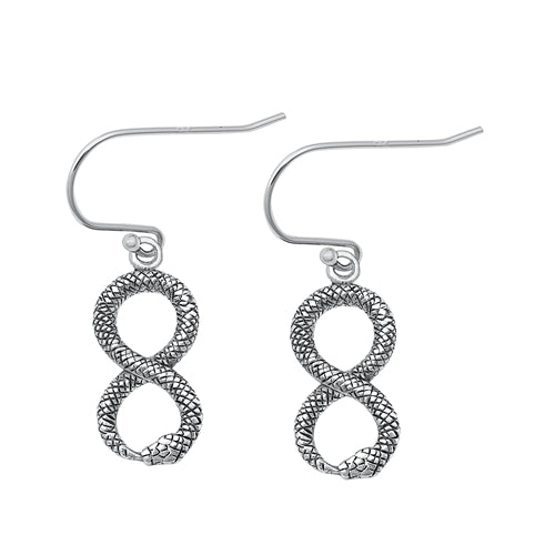 Sterling Silver Oxidized Snake Earrings