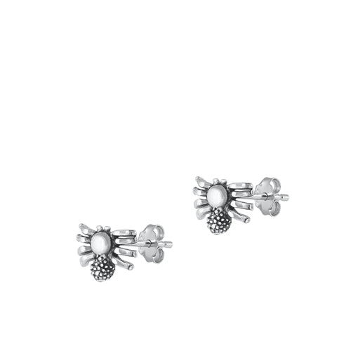 Sterling Silver Oxidized Spider Earrings