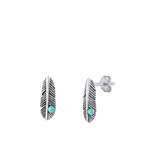 Sterling Silver Oxidized Feather Earrings