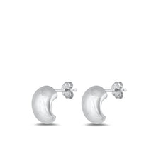 Load image into Gallery viewer, Sterling Silver Polished Half Hoop Earrings