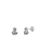 Sterling Silver Oxidized Octopus Earring-9mm