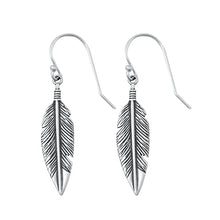 Load image into Gallery viewer, sterling-silver-oxidized-feather-earrings-27.3mm