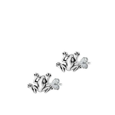 Sterling Silver Oxidized Frogs Earring