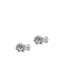 Load image into Gallery viewer, Sterling Silver Oxidized Lotus Earring