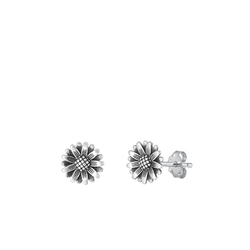 Sterling Silver Oxidized Flower Earring