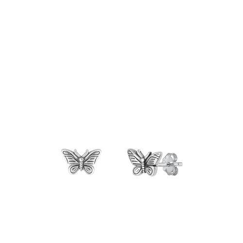 Sterling Silver Oxidized Butterfly Earring