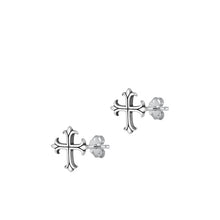 Load image into Gallery viewer, Sterling Silver Oxidized Cross Earring