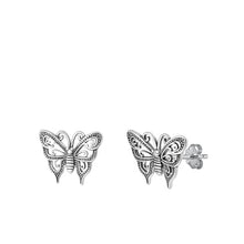 Load image into Gallery viewer, Sterling Silver Oxidized Butterfly Earring-10.6mm