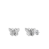 Sterling Silver Oxidized Butterfly Earring-9.6mm