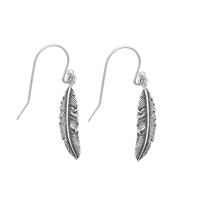 Sterling Silver Oxidized Feathers Assorted Plain Earrings