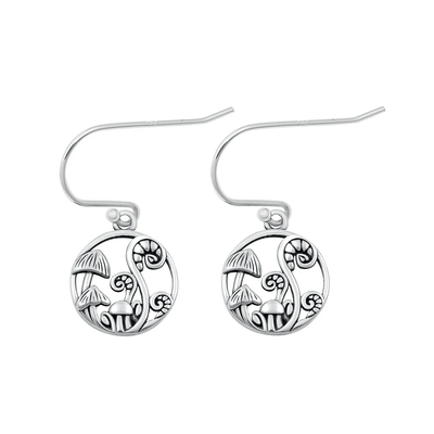 Sterling Silver Oxidized Mushrooms Earrings