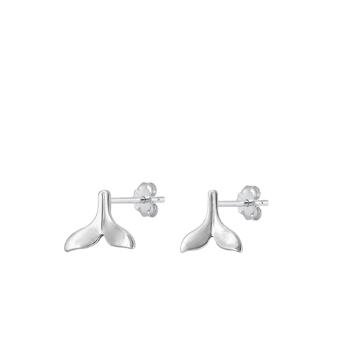 Sterling Silver Oxidized Whale Tail Earring