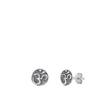 Sterling Silver Oxidized Om Earring