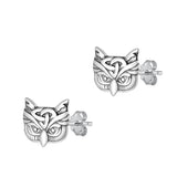 Sterling Silver Oxidized Owl Earring