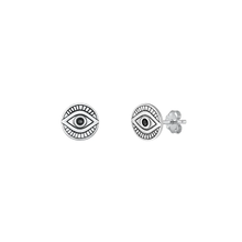Load image into Gallery viewer, Sterling Silver Oxidized Evil Eye Assorted Plain Earrings