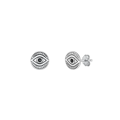 Sterling Silver Oxidized Evil Eye Assorted Plain Earrings