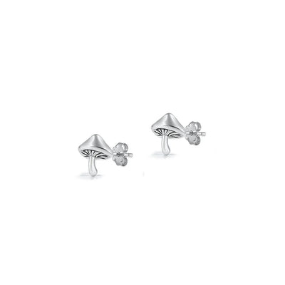 Sterling Silver Oxidized Mushroom Earrings