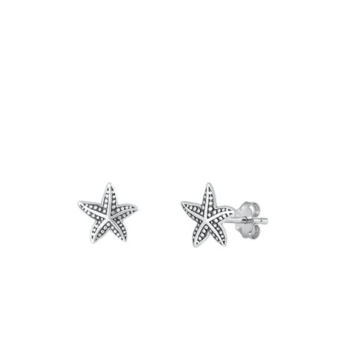 Sterling Silver Oxidized Starfish Earring