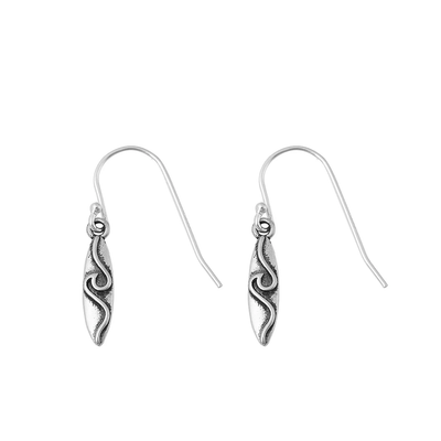 Sterling Silver Oxidized Surfboard Waves Assorted Plain Earrings