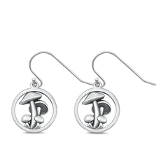 Sterling Silver Oxidized 14mm Mushrooms Assorted Plain Earrings