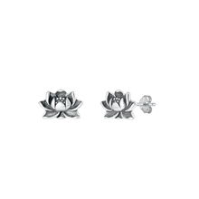 Load image into Gallery viewer, Sterling Silver Oxidized Lotus Assorted Plain Earrings