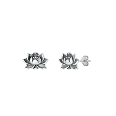 Sterling Silver Oxidized Lotus Assorted Plain Earrings