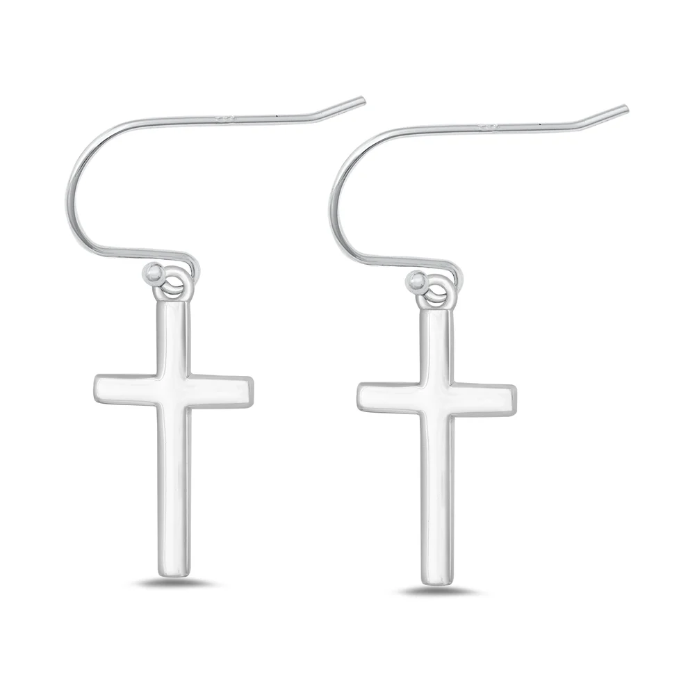 Sterling Silver Oxidized Cross Assorted Plain Earrings