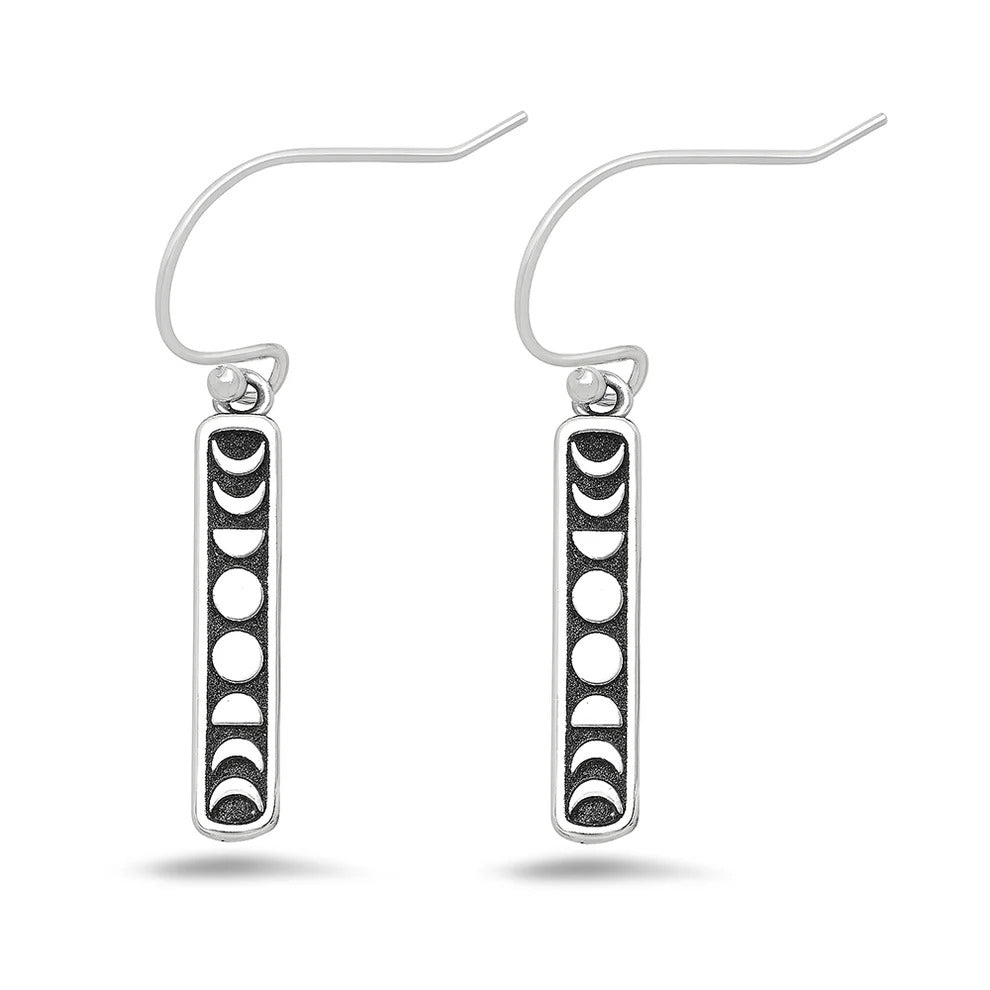 Sterling Silver Oxidized Moon Phases Earrings