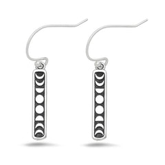 Sterling Silver Oxidized Moon Phases Earrings
