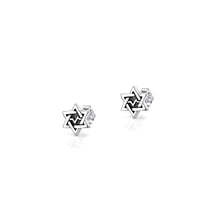 Load image into Gallery viewer, Sterling Silver Oxidized And Polished Star Of David Earrings
